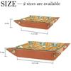 Microfiber Leather Dice Trays Folding for RPG DND Table Games, Dice Holder Storage Box Portable Folding Rolling Dice Tray Coconut Tree Floral Yellow, 20.5x20.5cm view 4