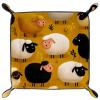 Microfiber Leather Dice Trays Folding for RPG DND Table Games, Dice Holder Storage Box Portable Folding Rolling Dice Tray Cartoon Sheep Yellow, 16x16cm view 1