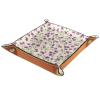 Microfiber Leather Dice Trays Folding for RPG DND Table Games, Dice Holder Storage Box Portable Folding Rolling Dice Tray Purple Fresh Flowers, 20.5x20.5cm view 2