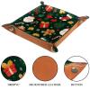 Microfiber Leather Dice Trays Folding for RPG DND Table Games, Dice Holder Storage Box Portable Folding Rolling Dice Tray Green Christmas Background, 20.5x20.5cm view 3