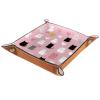 Microfiber Leather Dice Trays Folding for RPG DND Table Games, Dice Holder Storage Box Portable Folding Rolling Dice Tray Cats and Hearts Pink, 16x16cm view 2
