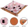 Microfiber Leather Dice Trays Folding for RPG DND Table Games, Dice Holder Storage Box Portable Folding Rolling Dice Tray Cats and Hearts Pink, 16x16cm view 3