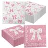 100 Pcs Pink Bow Napkins, Coquette Theme Party Napkins for Pink Bow Birthday Decorations Baby Shower Bridal Coquette Birthday Decorations view 1