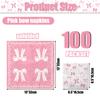 100 Pcs Pink Bow Napkins, Coquette Theme Party Napkins for Pink Bow Birthday Decorations Baby Shower Bridal Coquette Birthday Decorations view 2
