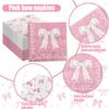 100 Pcs Pink Bow Napkins, Coquette Theme Party Napkins for Pink Bow Birthday Decorations Baby Shower Bridal Coquette Birthday Decorations view 3