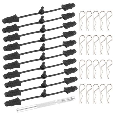 GDOOL 20-Pack 1.4mm RC Cars Body Clips with 10 Pieces Pull Tabs for Universal 1:8 1:10 Scale Remote Control Trucks & 1 PCS Hole Puncher Reamer for RC Body Shell Drills Tool