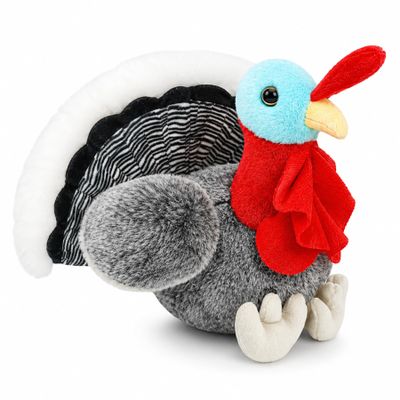 8.6 Inch Plush Turkey Stuffed Animal - Thanksgiving Stuffed Animals for Kids, Baby, Adult Collectors | Fall Harvest Party Decor | Ultra-Soft Turkey Plush Toy Gift (Black)