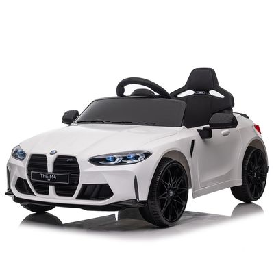 12v Kids Ride-On Toy Car with Parent Remote Control, 2.4G, Three-Speed Adjustable, Power Display, USB/MP3/Bluetooth, LED Lights, for Ages 2-5, Indoor Outdoor Play (White)