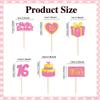 12 Pcs Happy 16th Birthday Cupcake Toppers Glitter Hello Sixteen Cake Decor Pink Cake Decorations for 16th Birthday Party Supplies view 4