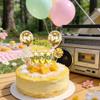 17 Pcs Gold Happy Birthday Cake Topper Set Star Heart Cake Picks Confetti Balloon Fan Cake Decorations for Men Women Birthday Party Supplies view 3