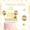17 Pcs Gold Happy Birthday Cake Topper Set Star Heart Cake Picks Confetti Balloon Fan Cake Decorations for Men Women Birthday Party Supplies view 4