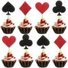 12 Pcs Casino Cupcake Toppers Glitter Poker Game Cupcake Picks for Las Vegas Casino Night Theme Gambling Birthday Party Cupcake Decorations Supplies view 1