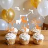 12 Pcs Aries Cupcake Toppers Orange Glitter Zodiac Cupcake Decorations for Horoscope Birthday Party Cupcake Decor Supplies view 2