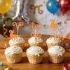 12 Pcs Aries Cupcake Toppers Orange Glitter Zodiac Cupcake Decorations for Horoscope Birthday Party Cupcake Decor Supplies view 3