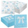 100 Pcs Blue Bow Napkins, Coquette Theme Party Napkins for Blue Bow Birthday Decorations Baby Shower Bridal Coquette Birthday Decorations view 1