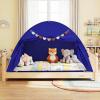 HONEY JOY Bed Tent Twin for Kids, Foldable Play Tent Canopy w/Flags, Windows, Indoor Outdoor Playhouse Toddler Tent, 79 x 39 x 48, Washable, Kids Tent for Boys Girls Aged 3+, Birthday (Navy) view 2