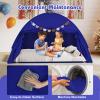 HONEY JOY Bed Tent Twin for Kids, Foldable Play Tent Canopy w/Flags, Windows, Indoor Outdoor Playhouse Toddler Tent, 79 x 39 x 48, Washable, Kids Tent for Boys Girls Aged 3+, Birthday (Navy) view 4