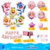 PartyWoo Baby Shark Family Foil Balloons 37pcs Baby Shark Family Pink Round Star Mylar Happy Birthday Letter Balloons for Boys and Girls Under the Sea Kids Birthday Party Decorations view 3