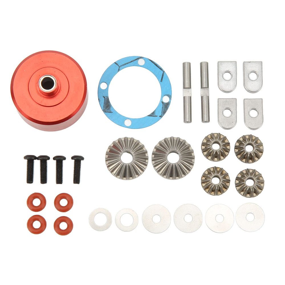 Aluminium Alloy Diff Set Spiral Front Rear Replacement for ARRMA 1/7 1/8 Remote Controll Vehicle Parts (Red)