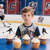 12 Pcs Hockey Cupcake Toppers Black Glitter Ice Hockey Players Cupcake Picks Sports Theme Cake Decor for Baby Shower Boys Girls Birthday Party Cupcake Decorations Supplies view 2