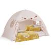 HONEY JOY Bed Tent Twin for Kids, Foldable Play Tent Canopy w/Flags, Windows, Indoor Outdoor Playhouse Toddler Tent, 79 x 39 x 48, Washable, Kids Tent for Boys Girls Aged 3+, Birthday (Beige) view 1