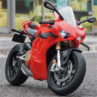 Collection Alloy Diecast Motorcycle Model Sound Light Off Road Collection Decoration Gift 1:9 for Ducatis Panigale V4S