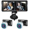 CIOURSTO Dual Baby Car Camera for 2 Kids, 6.86 Inch IPS AHD 1080P Split Screen Monitor with 360 Rotatable IR Night Vision Camera and 150 Wide Viewing Angle for Rear Facing Seat view 1