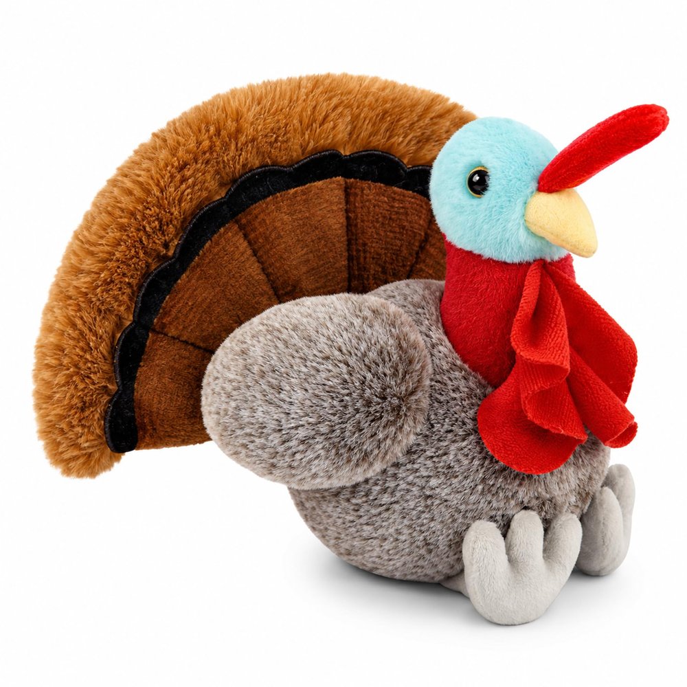 8.6 Inch Plush Turkey Stuffed Animal - Thanksgiving Stuffed Animals for Kids, Baby, Adult Collectors | Fall Harvest Party Decor | Ultra-Soft Turkey Plush Toy Gift (Brown)