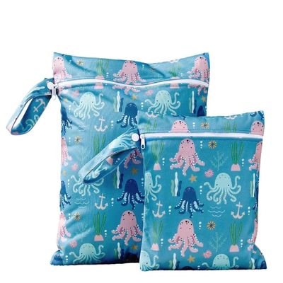 2 Sizes Wet Bags, Waterproof Storage Bag for Baby Diapers and Pump Parts, Reusable Diaper Bag with Zippered Pockets and Handle, Travel Bags, Beach, Pool, Gym Bag for Swimsuits & Wet Clothes, Set of 2