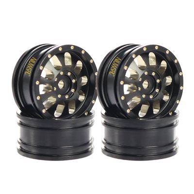 4pcs Black Coating Brass 23g Wheel Rim Hub Offset 0.7" for AXIAL SCX30 Jeep Wrangler JLU Ford Bronco 1/30 RC Crawler Car Upgrade Parts (10 Holes)