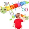 Baby Sensory Toy 0-12 Month with Mirror Crinkle Rattle, Infant Stuffed Plush Caterpillar Toy, Birthday Holiday Present for Newborn Boy Girl 0/3/4/6/7/8/9/12/18 Months Kids Toddler (Green Caterpillar) view 1
