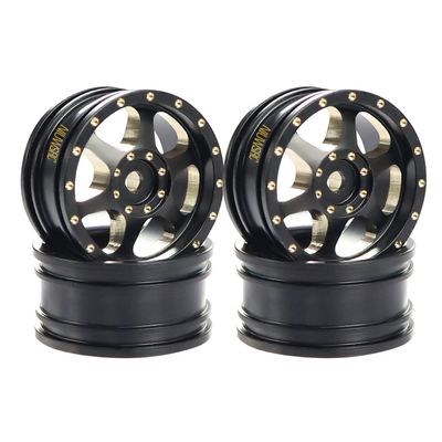 4pcs Black Coating Brass 23g Wheel Rim Hub Offset 0.7" for AXIAL SCX30 Jeep Wrangler JLU Ford Bronco 1/30 RC Crawler Car Upgrade Parts (6 Holes)