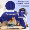 Costzon Toddler Bed Tent, Twin Size Indoor Canopy Tent for Kids w/ 2 Windows, Flag Banner, Brushed Fabric Privacy Playhouse, Portable Play Tent for Bunk Bed, Playroom, Suits 3+ Boys & Girls (Navy) view 4