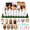 Angirlish 58 Pcs Adopt A Puppy Party Favors Set 12 Plush Puppy Toys Birthday Hats Fence Lawn Blackboard Gift Bags for Adopt A Pet Theme Birthday Party Supplies view 1