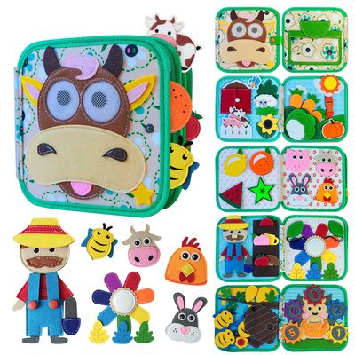 KAWITLO Montessori Busy Book for 1-3 Year Olds, Birthday Gift for Boys and Girls, Felt Quiet Book Busy Board, Sensory Activity Book for 2-Year-Olds, Educational Travel Toy for Toddlers