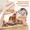 Costzon Toddler Bed Tent, Twin Size Indoor Canopy Tent for Kids w/ 2 Windows, Flag Banner, Brushed Fabric Privacy Playhouse, Portable Play Tent for Bunk Bed, Playroom, Suits 3+ Boys & Girls (Beige) view 4