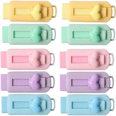 10Pcs Multicolor Sliding Retractable Pencil Eraser with Plastic Sleeve,Large Erasers for School Office,Art Erasers for Drawing,Standard Pencil Erasers,Office Correction Products