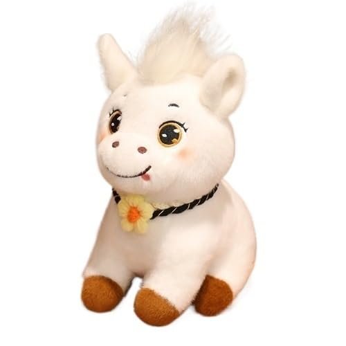 Adorable Plush Little Pony Doll - Soft White, Yellow, Purple, and Brown Stuffed Animal for Kids and Collectors(White,26cm)