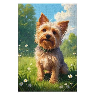 Yorkshire Terrier Frolicking in a Daisy Field Puzzle for Adults 1000 Pieces, Relaxing & Fun Jigsaw Puzzle, Family Game, 30x20 Inch