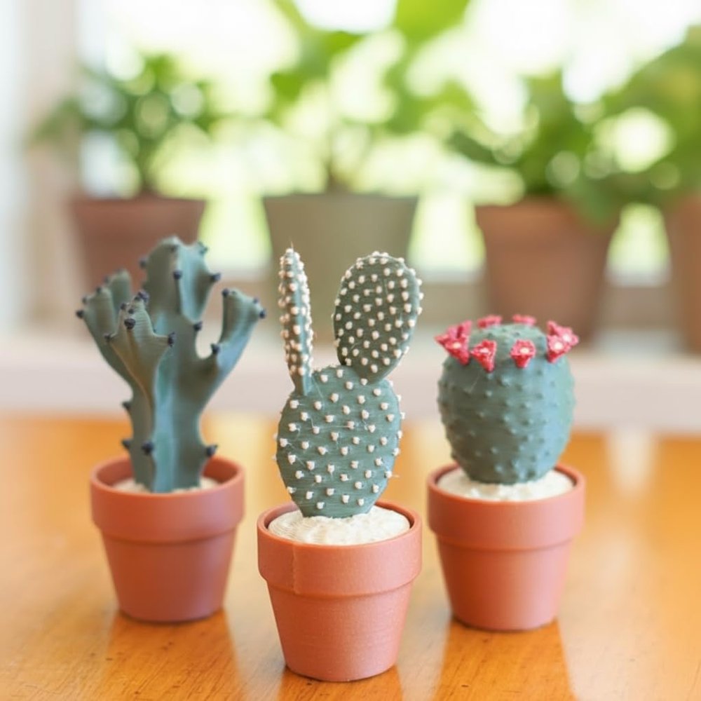3D Printed Tactile Stress Reliever with Mechanical Keyboard Feel | Pocket-Sized Desk Toy, Fun Gift for Cactus Lovers, Office & Home Decor (6, Cactus Series)