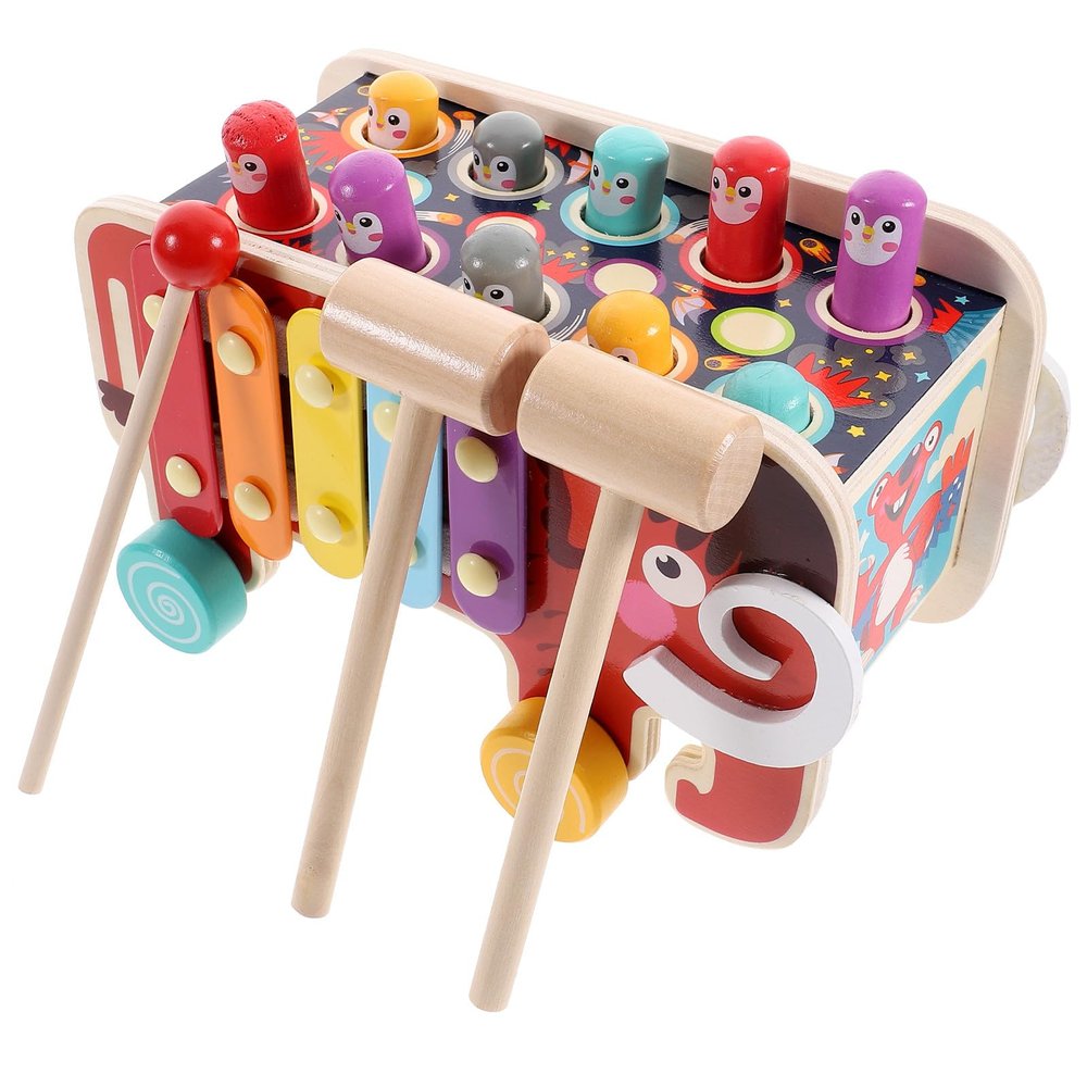 HEANUJJ Wooden Whacking Game with Mallet for Preschool Motor Skill Development Educational Pounding Plaything s Birthday Interactive Activity Set