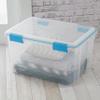54 Quart Gasket Storage Box, Weather Resistant Clear Plastic Storage Bin with Latch Lid, Blue, Stackable Heavy Duty Storage Container for Home Garage Basement view 3
