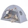 Costzon Toddler Bed Tent, Twin Size Indoor Canopy Tent for Kids w/ 2 Windows, Flag Banner, Brushed Fabric Privacy Playhouse, Portable Play Tent for Bunk Bed, Playroom, Suits 3+ Boys & Girls (Grey) view 1