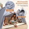 Costzon Toddler Bed Tent, Twin Size Indoor Canopy Tent for Kids w/ 2 Windows, Flag Banner, Brushed Fabric Privacy Playhouse, Portable Play Tent for Bunk Bed, Playroom, Suits 3+ Boys & Girls (Grey) view 4