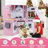 GLACER Wooden Kids Corner Play Kitchen Set, Pretend Cooking Toy Set w/Realistic Lights, Sounds, Water Features & Lighted Range Hood, Ideal Gift for Kids 3+ Years Old (Pink) view 2