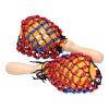 2Pcs Tambourine Sand Hammer Shakers, Hand Percussion Musical Instrument with Bead Net Design, Maple Wood and ABS Material for Party Games, Concerts and Kids Rhythm Development, Len view 2