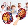2Pcs Tambourine Sand Hammer Shakers, Hand Percussion Musical Instrument with Bead Net Design, Maple Wood and ABS Material for Party Games, Concerts and Kids Rhythm Development, Len view 3