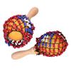 2Pcs Tambourine Sand Hammer Shakers, Hand Percussion Musical Instrument with Bead Net Design, Maple Wood and ABS Material for Party Games, Concerts and Kids Rhythm Development, Len view 4