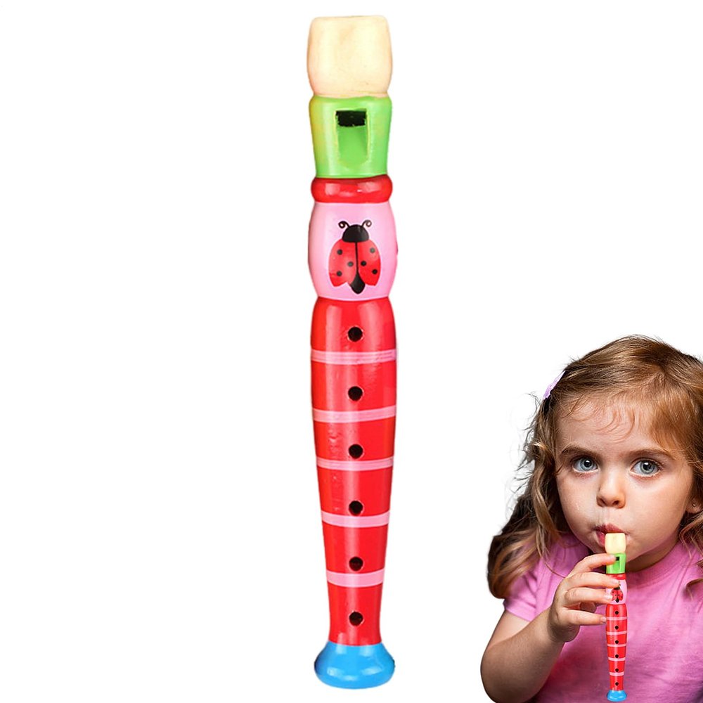Cartoon Educational Flute - 6 Holes Wooden Flute Educational and Fun Toy | For Beginners, , Lighting Learning Instrument, Entertainment