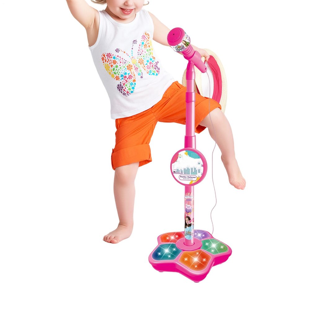 Kids Karaoke Machine with Stand - Portable LED Microphone Toy with Speaker, Karaoke Machine for Singing, Podcast, Streaming, Parties | Birthday Gift for Children, Teens, Studio & Home Entertainment